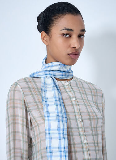 Acne Studios Plaid Sheer Button-Down Blouse White acn0264031