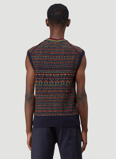 Wales Bonner Rasta Fair-Isle Knitted Vest Blue wbn0142005