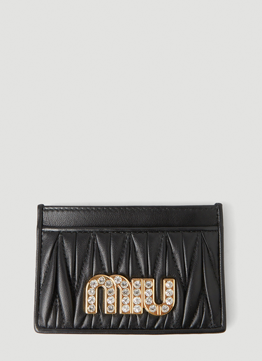 Miu Miu Embellished Logo Card Holder Black miu0234019