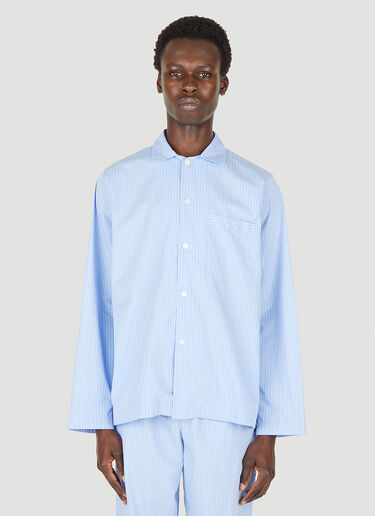 Tekla Classic Striped Sleep Shirt Blue tek0349024