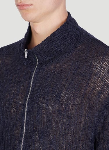 Our Legacy Shrunken Full Zip Polo Cardigan Navy our0153002