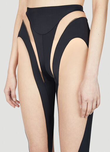 Mugler Sheer Cut Out Leggings Black mug0251004