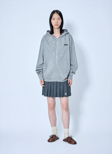 LN-CC® - Miu Miu: Zip Hoodie with Patch Detail - Grey Miu Miu Zip Hoodie with Patch Detail Grey miu0265007