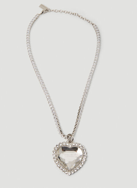 Balenciaga Crystal Heart Necklace Silver bal0252104