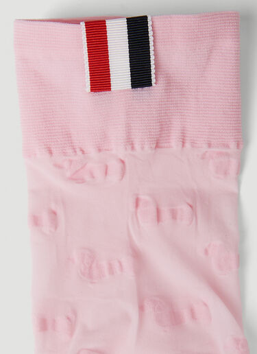 Thom Browne Sheer Four Bar Socks Pink thb0251001