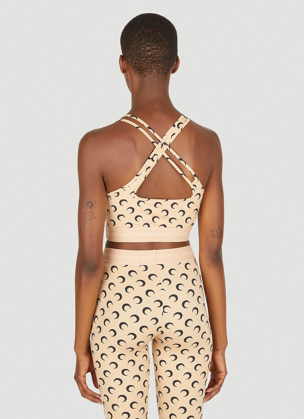 Marine Serre Women's' All Over Moon Cropped Top in Beige | LN-CC®