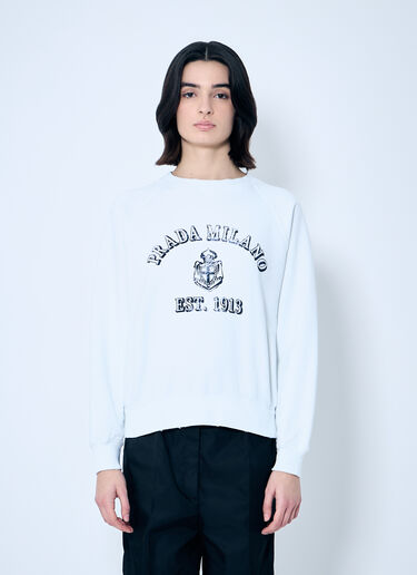Prada Logo Print Sweatshirt White pra0260011