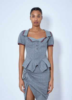 Vivienne Westwood Monday Striped Cotton Polo Shirt Grey vvw0265017
