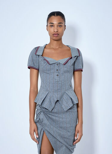 Vivienne Westwood 星期一条纹棉质Polo衫 灰色 vvw0265017