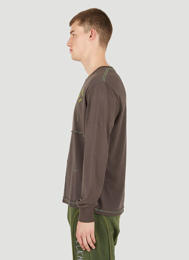 Eckhaus Latta 랩 롱 슬리브 T-셔츠 브라운 eck0149002