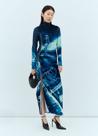 Pigalle Gathered Velvet Dress Jean Paul Gaultier Pigalle Gathered Velvet Dress Blue jpg0258005