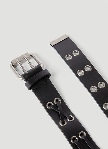 LN-CC® - Saint Laurent: Leather Eyelet Belt - Black Saint Laurent Leather Eyelet Belt Black sla0147082