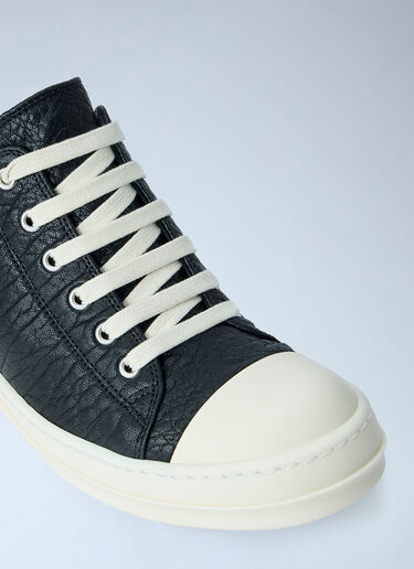 LN-CC® - Rick Owens: Textured Leather Low-Top Sneakers - Black Rick Owens Textured Leather Low-Top Sneakers Black ric0265042