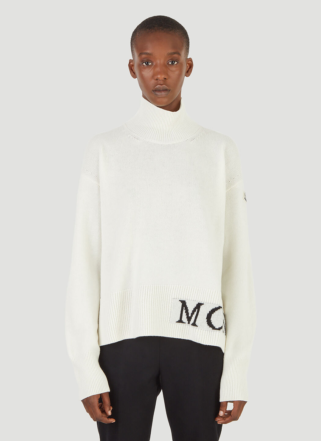 Moncler Turtleneck Cashmere Blend Sweater in White LN CC
