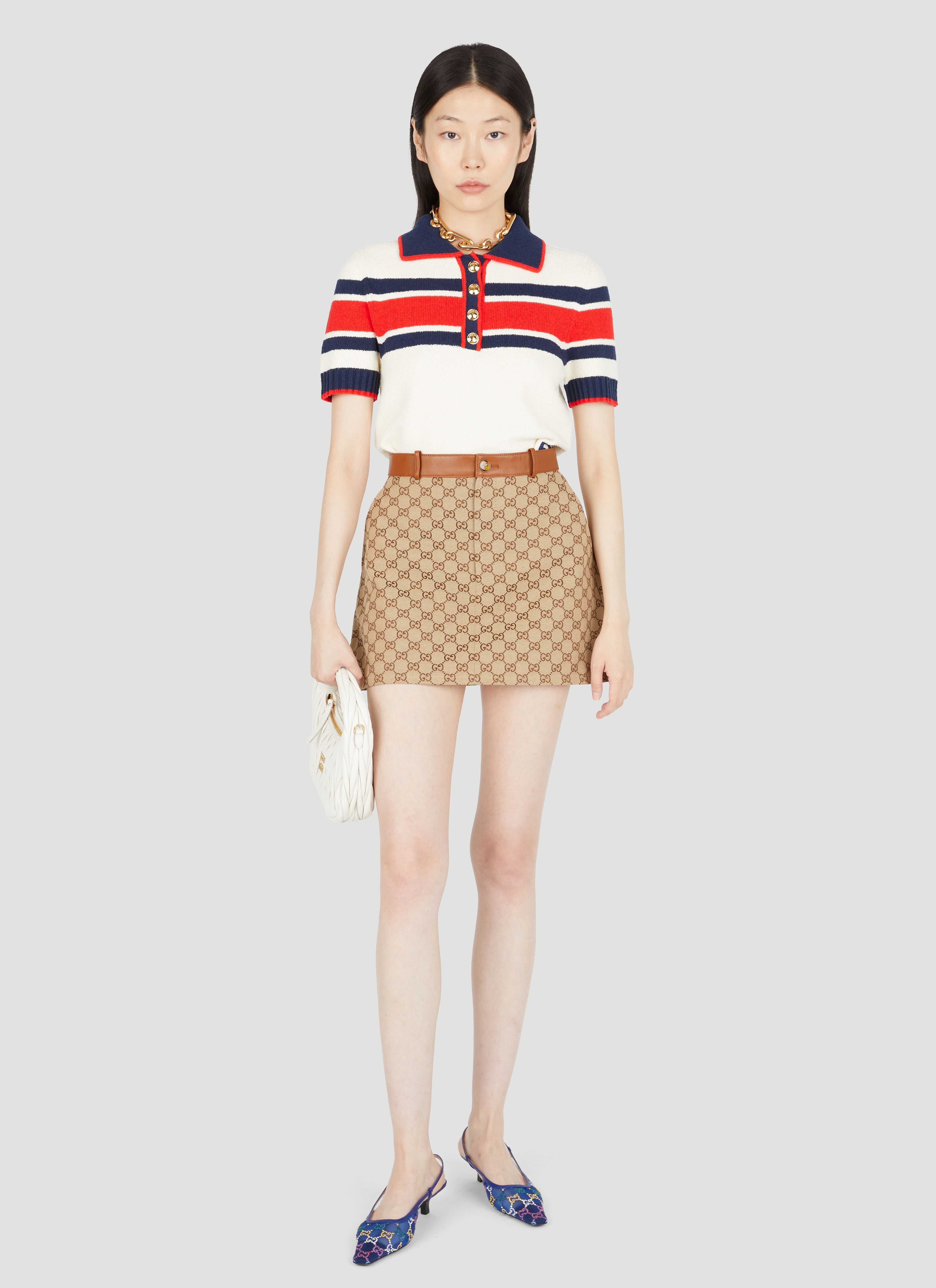 GG canvas skirt in camel and ebony  GUCCI US
