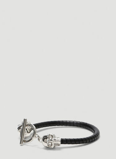 Alexander McQueen Skull Leather Bracelet Silver amq0143040