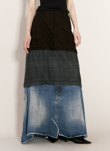 Balenciaga Maxi Layered Cargo Skirt Black bal0256007