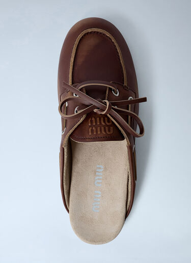 Leather Lace-Up Mules Miu Miu Leather Lace-Up Mules Brown miu0263031