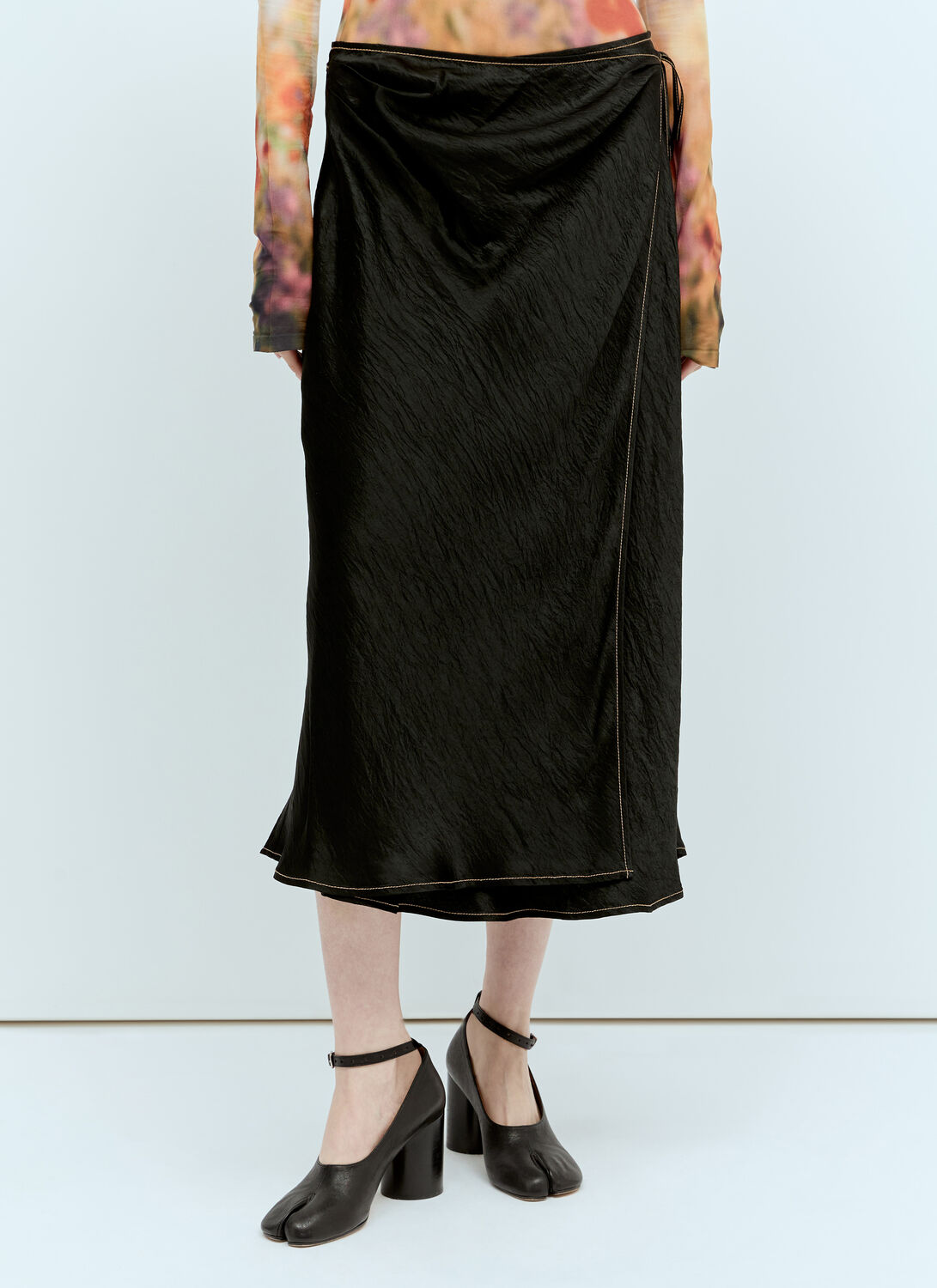 Shop Acne Studios Satin Wrap Skirt In Black