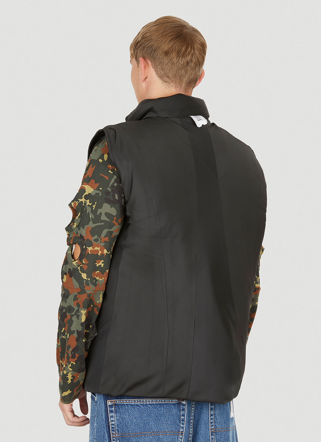 PROTOTYPES Tie Puffer Sleeveless Jacket in Black | LN-CC®