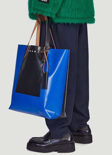 Marni Tribeca North South Shopping Tote Bag Blue mni0149039