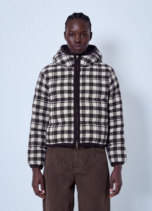 Moncler Abstraction Hooded Wool Blend Short Down Jacket Brown mon0266035