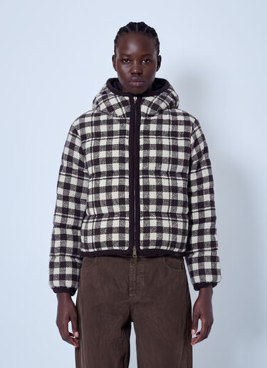 LN-CC® - Moncler: Abstraction Hooded Wool Blend Short Down Jacket - Brown Moncler Abstraction Hooded Wool Blend Short Down Jacket Brown mon0266035
