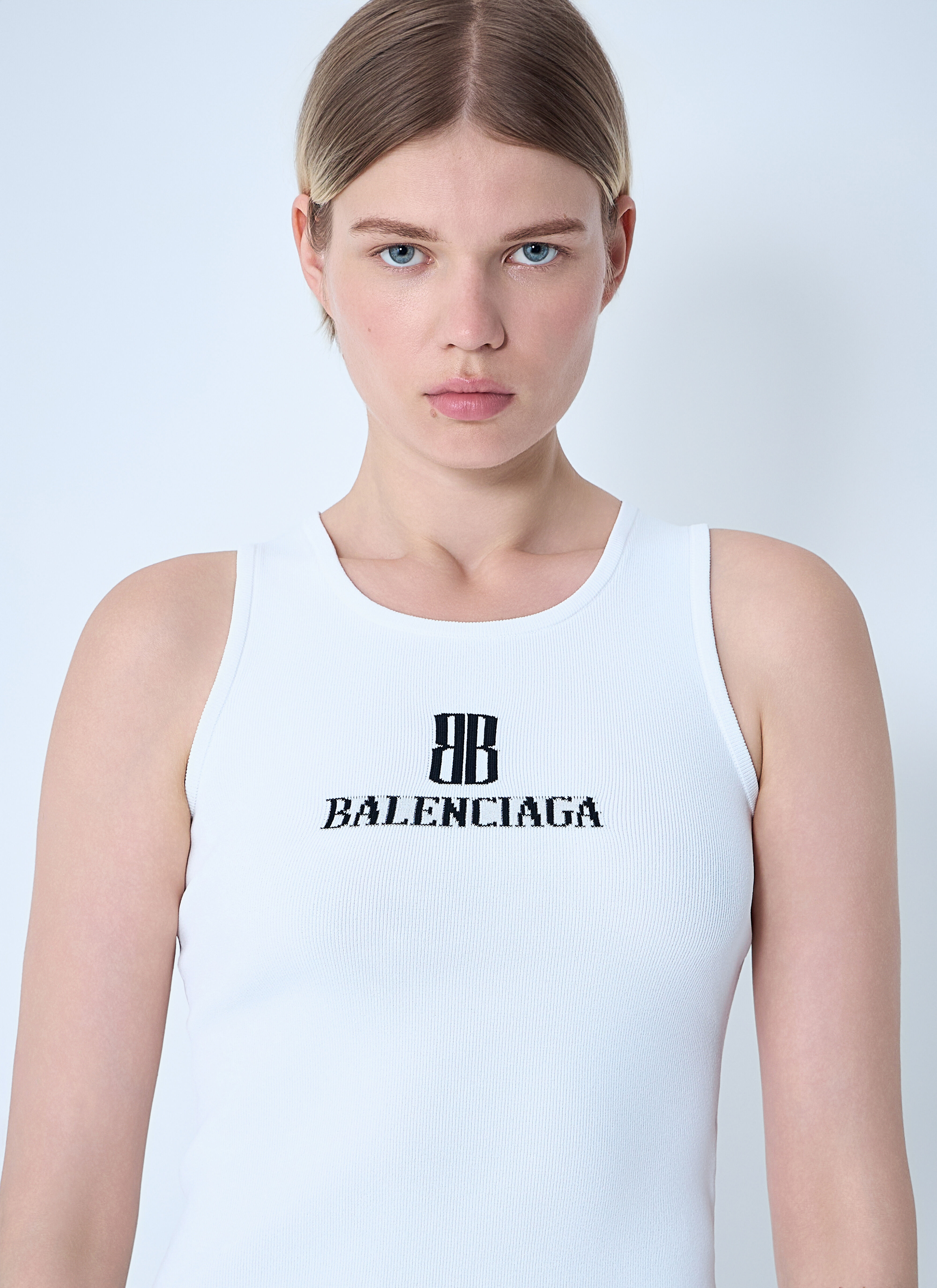Balenciaga Women's' Logo Motif Tank Top in White | LN-CC®