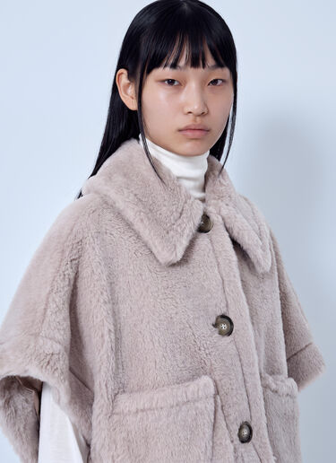 LN-CC® - Max Mara: Alpaca and Wool Teddy Fabric Boxy Cape - Beige Max Mara Alpaca and Wool Teddy Fabric Boxy Cape Beige max0266084