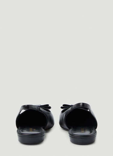 Saint Laurent Anais Bow Flat Sandals Black sla0249114