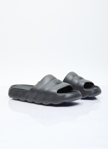 Moncler Lilo Logo Patch Slides Black mon0156033