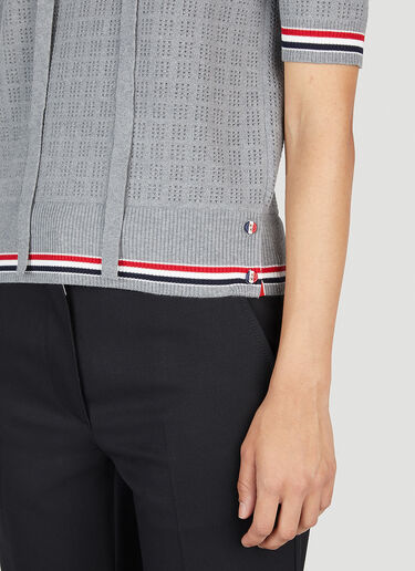 Thom Browne Grid Stitch Polo Shirt Grey thb0252001