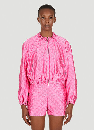 Gucci GG Embroidered Bomber Jacket Pink guc0250041