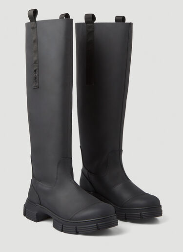 GANNI Knee High Rubber Boots Black gan0246089