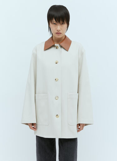 Leather Collar Cotton-Bar Jacket TOTEME Leather Collar Cotton-Bar Jacket White tot0256014