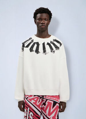 Palm Angels Big Neck Logo Loose Sweatshirt White pma0164044