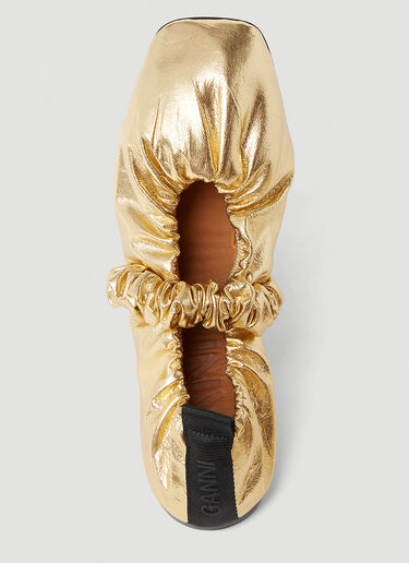 GANNI Scrunchie Ballerina Flats Gold gan0253021