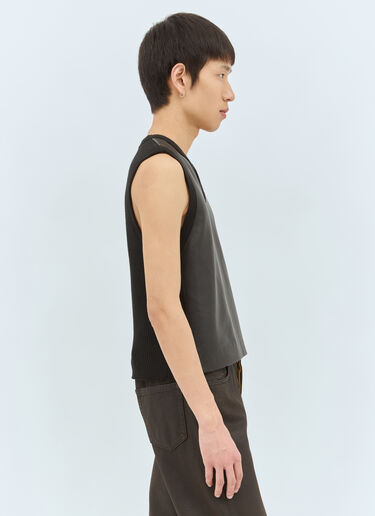 Dries Van Noten Leather And Knit Vest Black dvn0158015