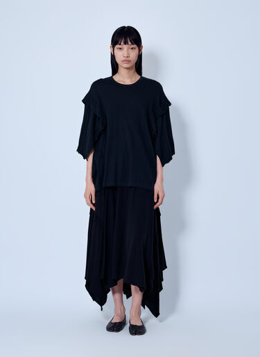 LN-CC® - Yohji Yamamoto: Draped Long Sleeve T-Shirt - Black Yohji Yamamoto Draped Long Sleeve T-Shirt Black yoy0263021