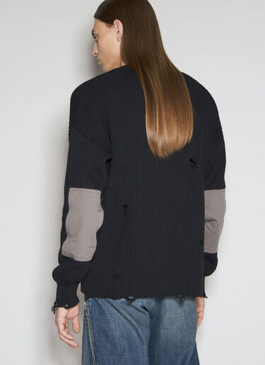 MM6 Maison Margiela Elbow Patches Distressed Cardigan Black mmm0155006