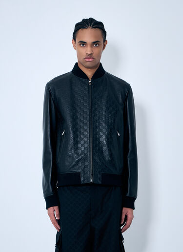 Gucci Embossed GG Leather Bomber Jacket Black guc0159053