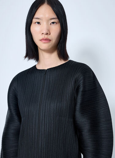 LN-CC® - Pleats Please Issey Miyake: Pleated Zip-Up Top - Black Pleats Please Issey Miyake Pleated Zip-Up Top Black plp0265001