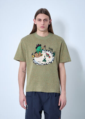 Brain Dead x SOUTH2 WEST8 Embroidered Short Sleeve Sweater Olive brw0160001