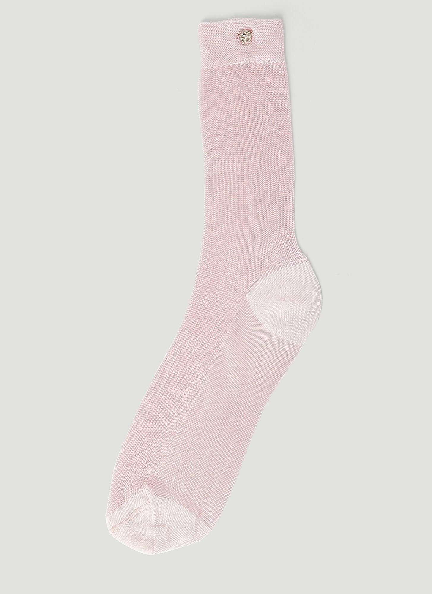 Shop Versace Ribbed Knit Socks In Pink