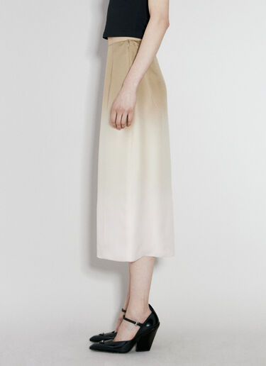 Prada Ombre Silk Midi Skirt Beige pra0256010