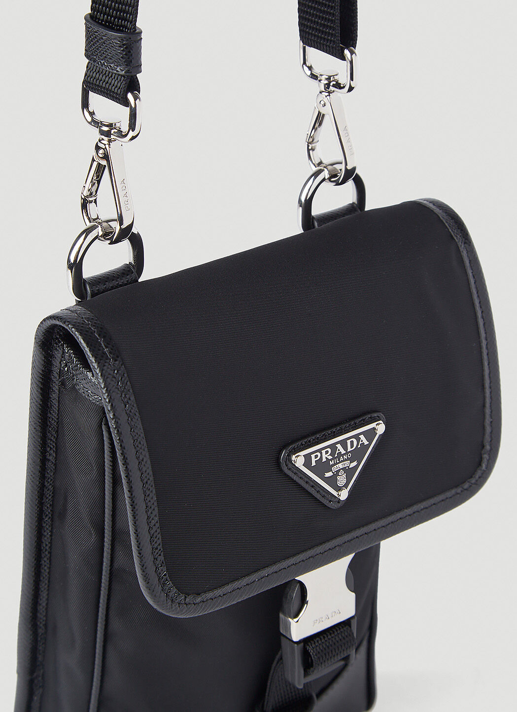 Prada Re Nylon Lanyard Phone Case in Black LN CC