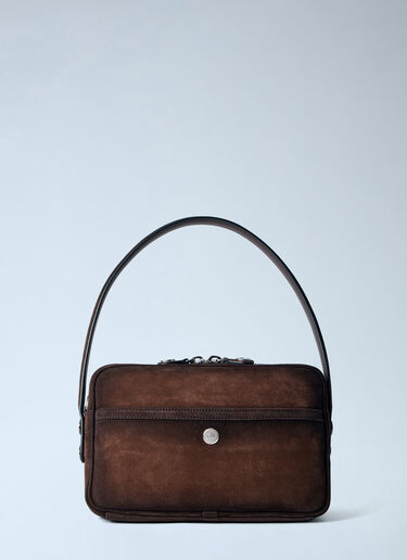 LN-CC® - Acne Studios: Camero Party Suede Shoulder Bag - Dark Brown Acne Studios Camero Party Suede Shoulder Bag Dark Brown acn0265034