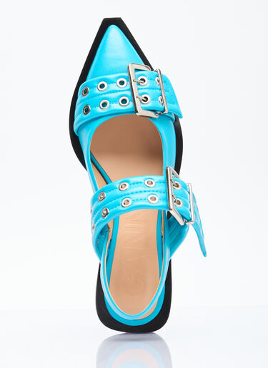 GANNI Feminine Buckle Ballerina Flats Blue gan0255088