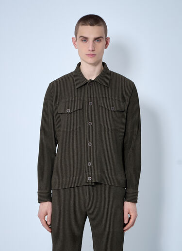 Homme Plissé Issey Miyake Pleated Jacket Khaki hmp0160002