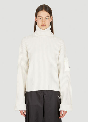Moncler Ribbed Roll Neck Sweater White mon0250033